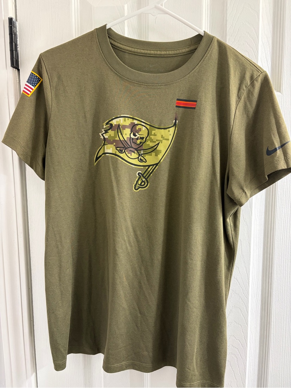 Nike Olive Green Buccaneers Camo Flag Short Sleeve Tee Salute to service
